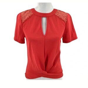 Adelyn Rae Women's Twist Front Round Neck Short Sleeve Top - XS